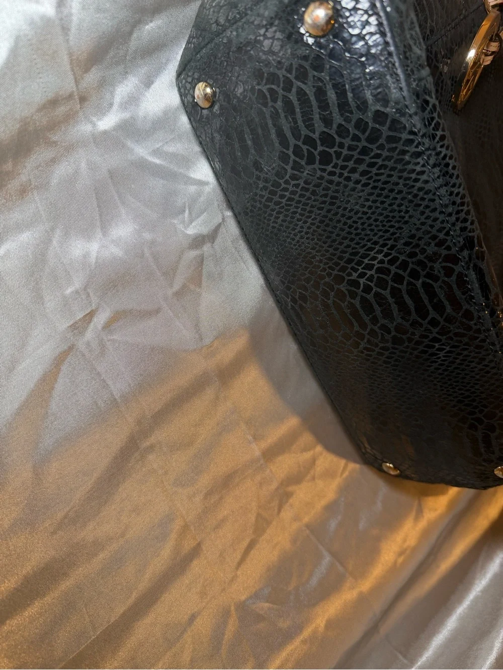 Y2K Michael Kors Black Patent Tote with Beige Straps